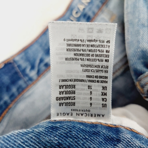 American Eagle Blue High-Rise Ripped Slim Fit Distressed Straight Leg Jeans 5681 - Picture 7 of 8